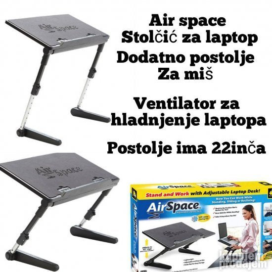 Air space stočić za laptop sa ventilatorom