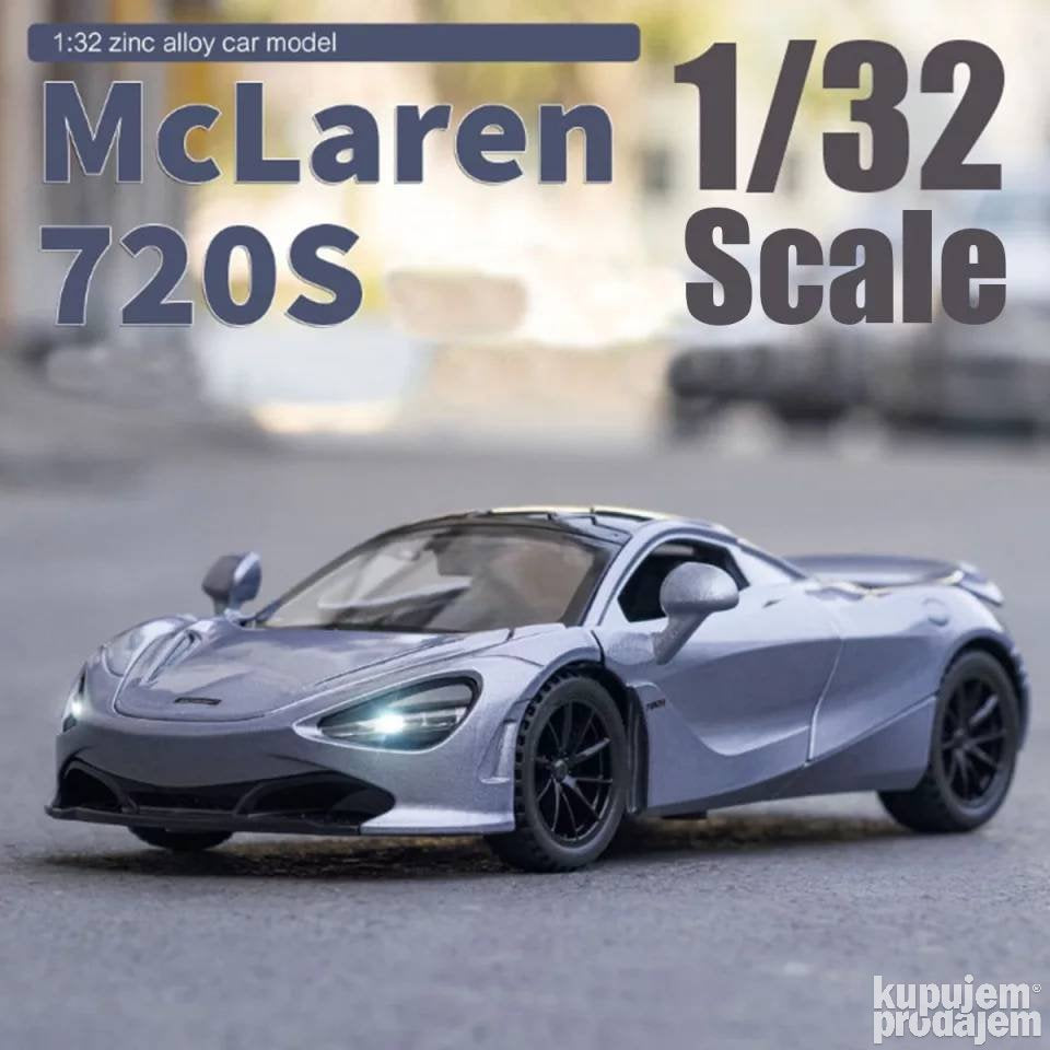 Mclaren Metalni Autic Sa Zvukom I Svetlom Sivi 1/32