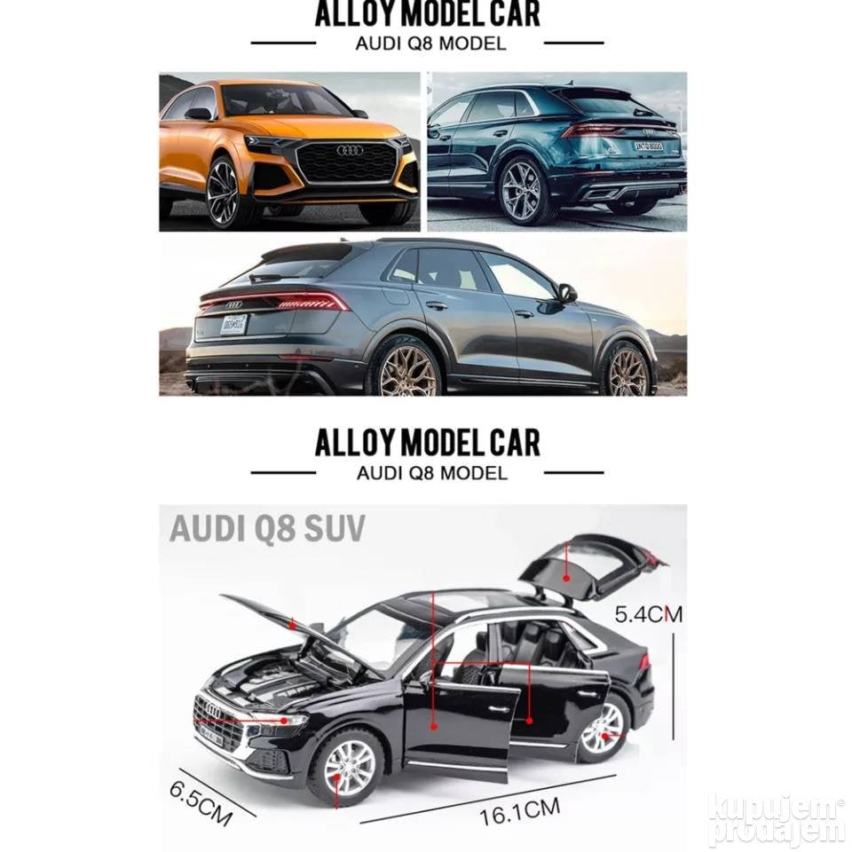 Plavi Audi Q8 metalni autići 1/24