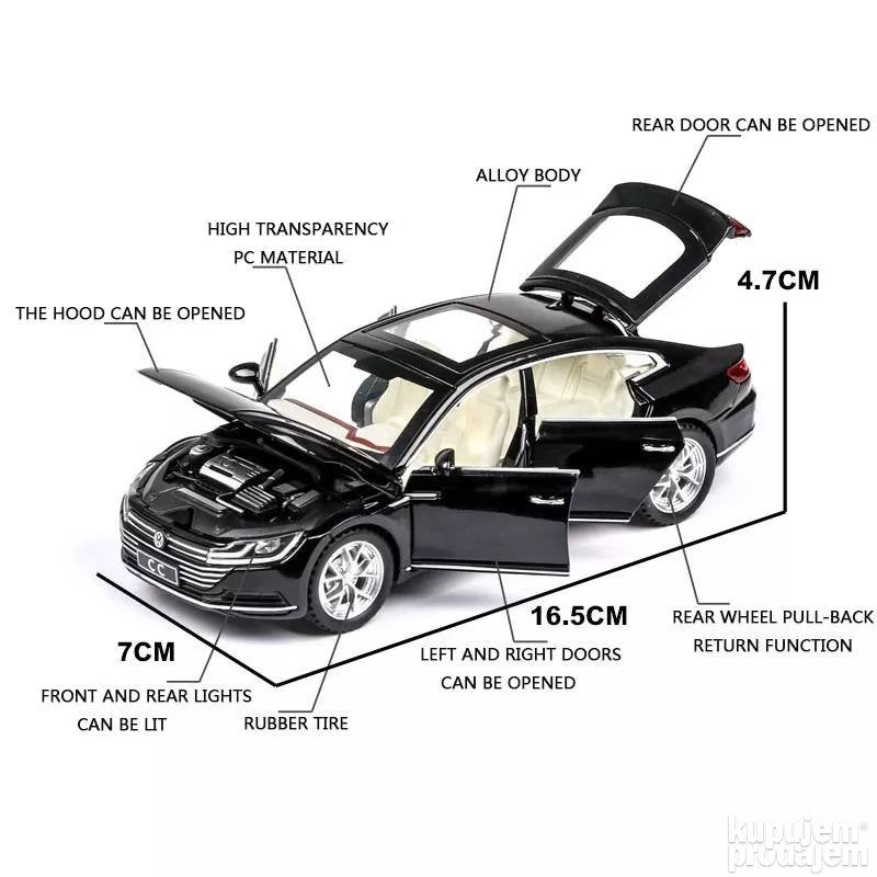 Passat CC Metal Diecast 1/32 Crna - Passat CC Metal Diecast 1/32 Crna