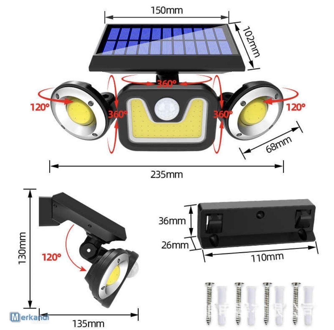 Solarno Svetlo Zidni REFLEKTOR 100 LED Dioda - Solarno Svetlo Zidni REFLEKTOR 100 LED Dioda