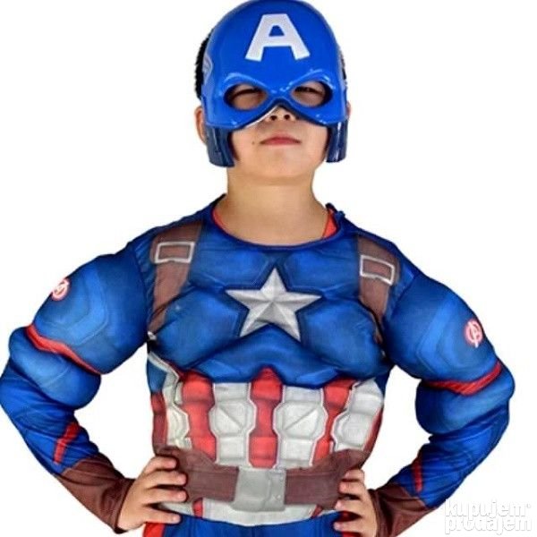 Kapetan Amerike Mišićavi Kostim Za Decake (S) - Kapetan Amerike Mišićavi Kostim Za Decake (S)