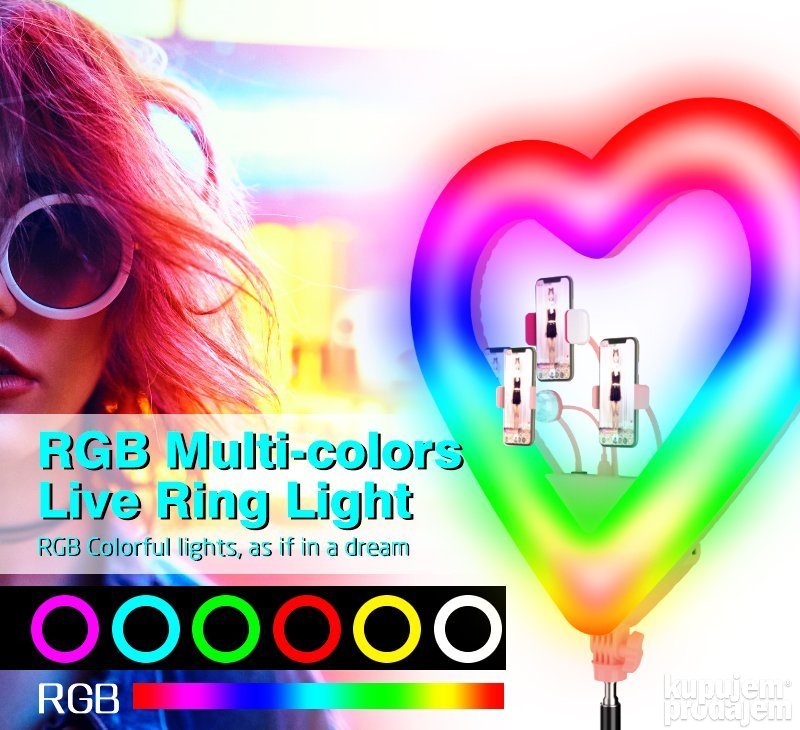 Ring svetlo 18 inca u obliku SRCA Ring Light Srce RGB - Ring svetlo 18 inca u obliku SRCA Ring Light Srce RGB