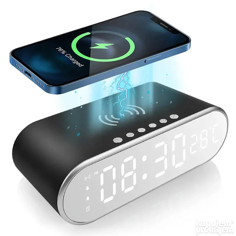 Digitalni sat sa bezicnim punjacem, alarmom i termometrom - Digitalni sat sa bezicnim punjacem, alarmom i termometrom
