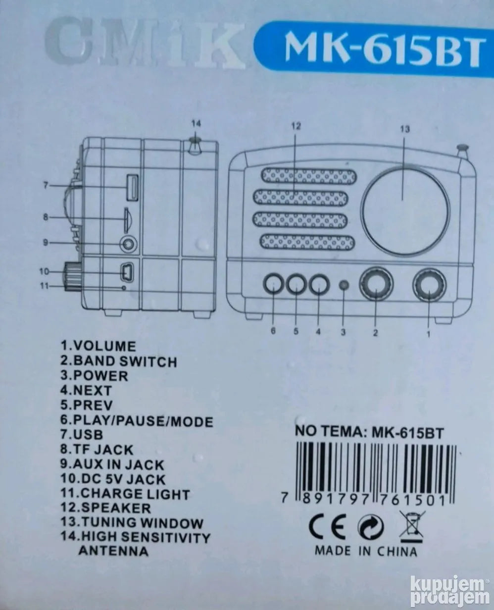 Retro RADIO MK615BT/AUX/bluetooth/USB