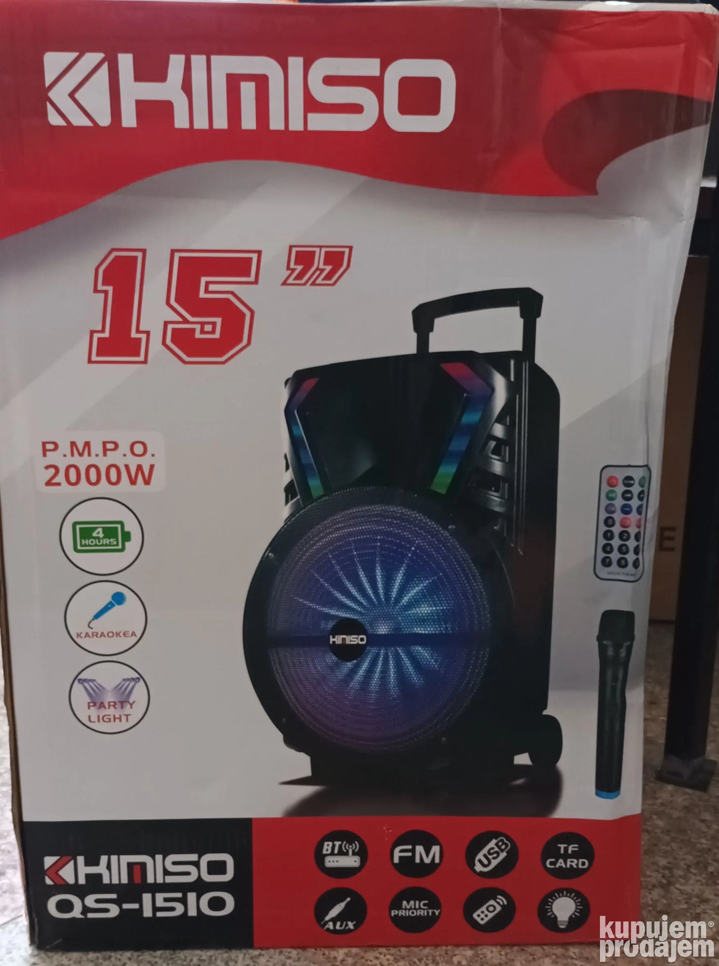 VELIKI Bluetooth karaoke NAJVEĆI Zvučnik QS 1510 15" 2000w