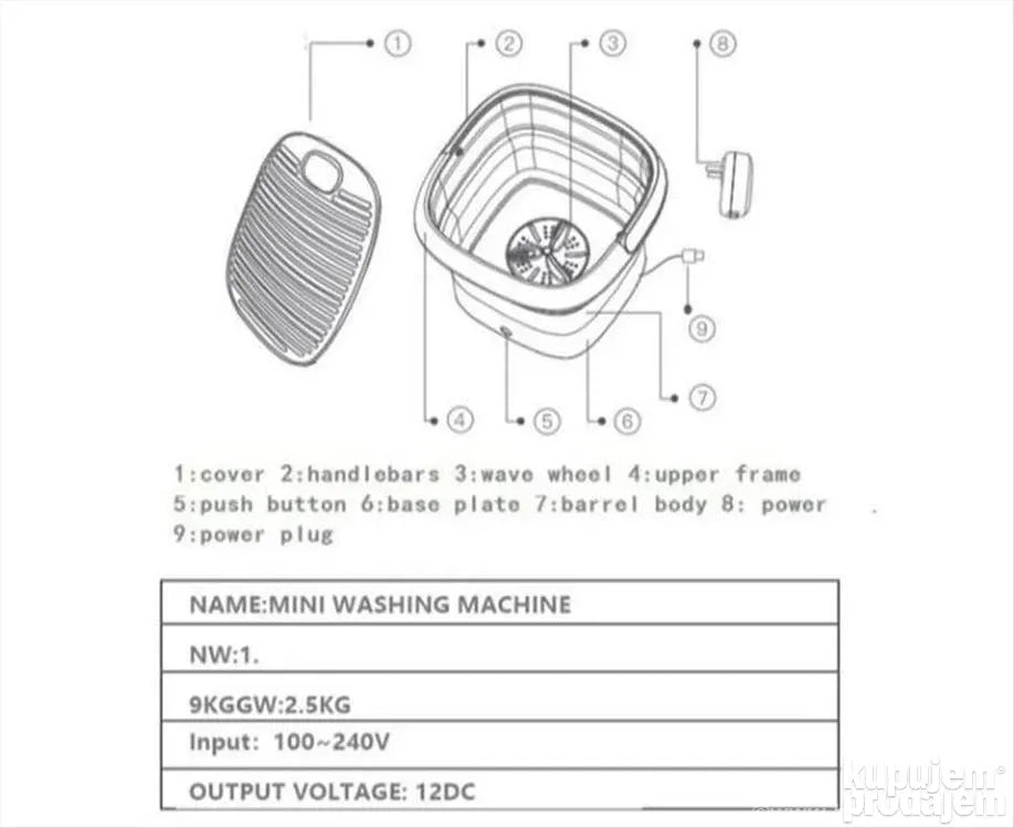Mini sklopiva ves masina prenosiva Mašina za pranje vesa - Mini sklopiva ves masina prenosiva Mašina za pranje vesa