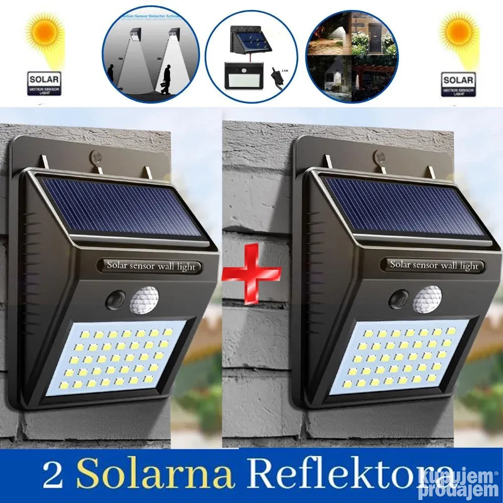 2 Solarna Led Reflektora (20 dioda) - 2 Solarna Led Reflektora (20 dioda)