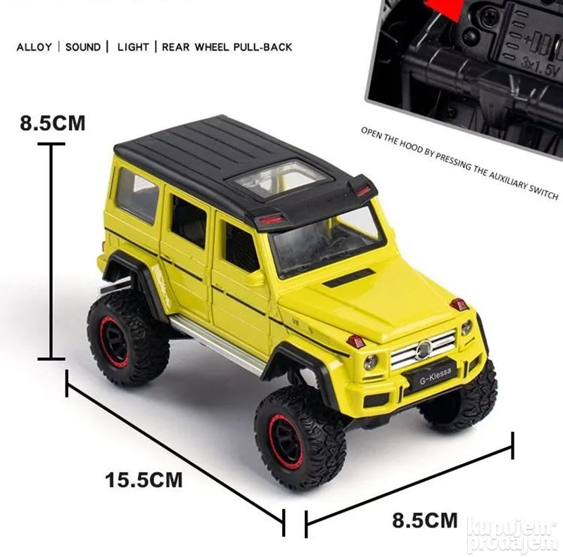 Mercedes Benz G500 1/32 žuta metal