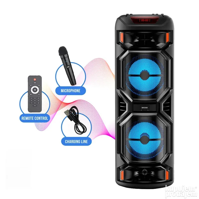 Bluetooth Zvučnik veliki 2x8 inca 40w + bezicni mikrofon - Bluetooth Zvučnik veliki 2x8 inca 40w + bezicni mikrofon