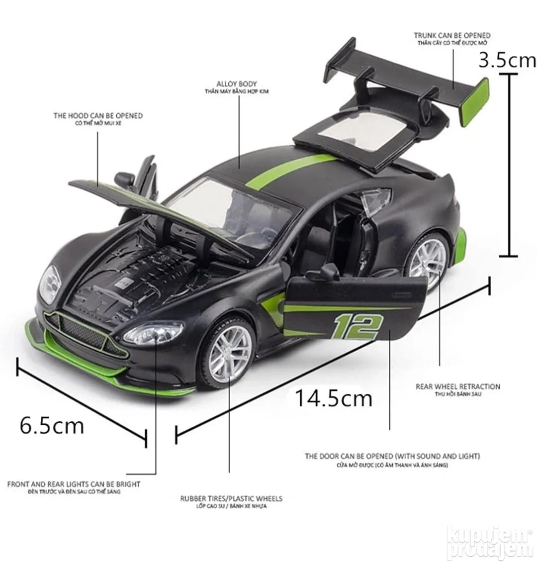 Aston martin GT3 metalni muzički autić - Aston martin GT3 metalni muzički autić