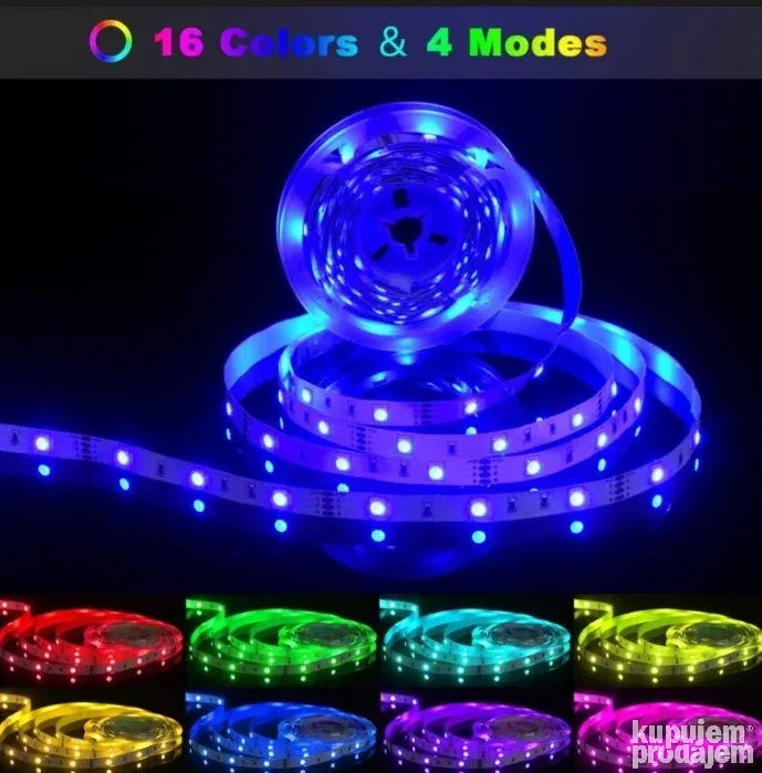 LED RGB Traka 5m ili 10m  trake sve boje sa daljinskim i app - LED RGB Traka 5m ili 10m  trake sve boje sa daljinskim i app