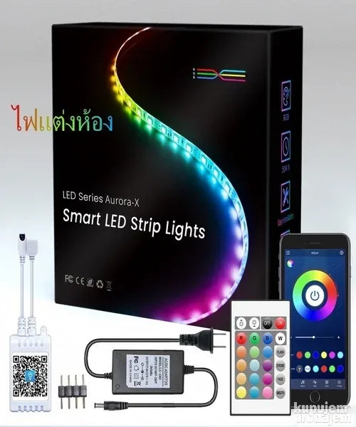 LED RGB Traka 5m ili 10m  trake sve boje sa daljinskim i app - LED RGB Traka 5m ili 10m  trake sve boje sa daljinskim i app