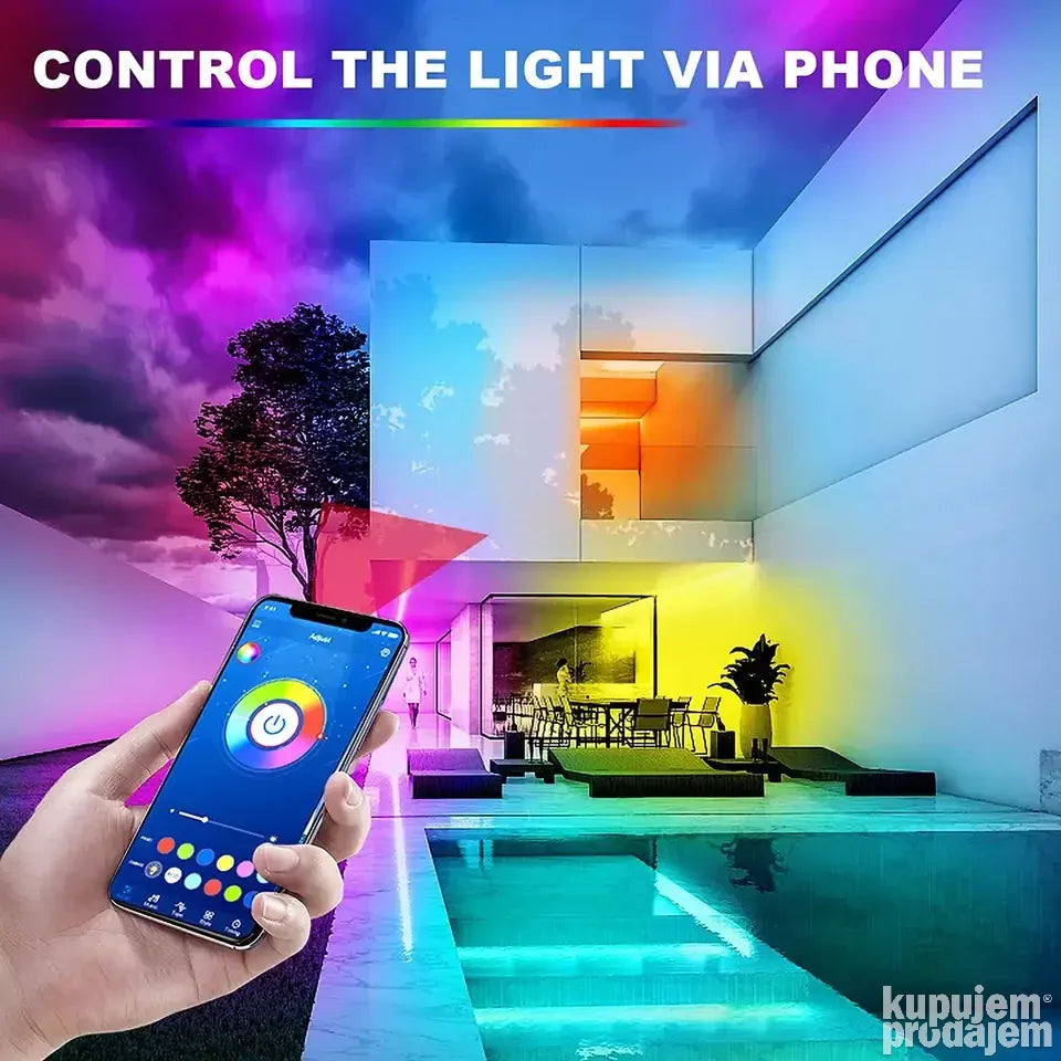 LED RGB Traka 5m ili 10m  trake sve boje sa daljinskim i app - LED RGB Traka 5m ili 10m  trake sve boje sa daljinskim i app