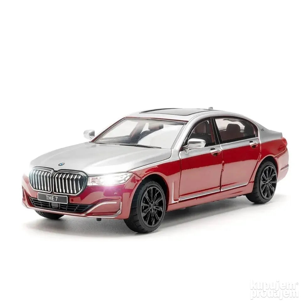 Bmw 7 metalni 1/24 razmere sivo crveni - Bmw 7 metalni 1/24 razmere sivo crveni