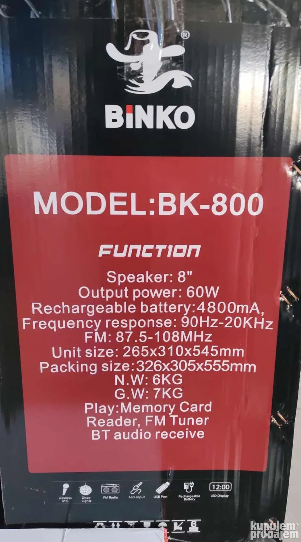 Karaoke blutut zvučnik - Bluetooth Speaker - BiNKO BK-800