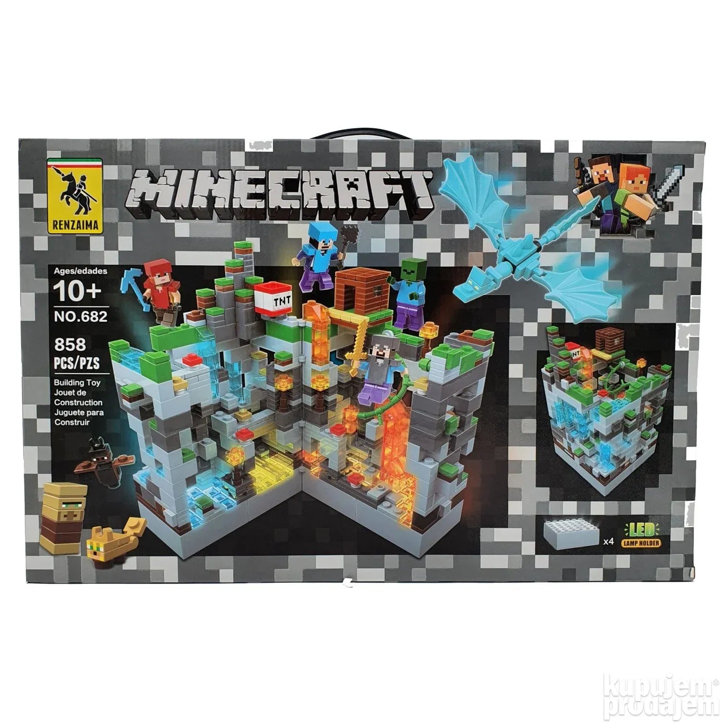 Minecraft od 858 delova sa led svetlom