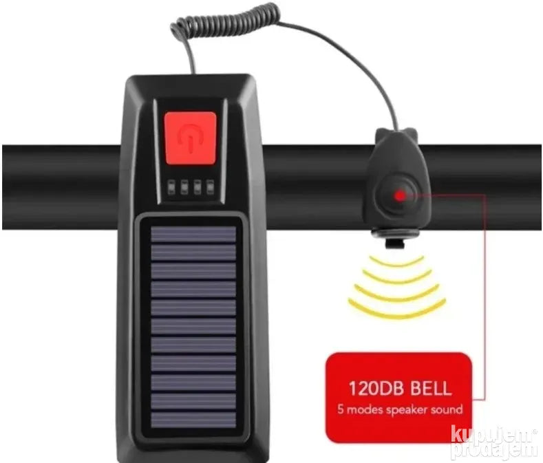 Lampa za bicikl USB punjiva + solarno punjenje + sirena - Lampa za bicikl USB punjiva + solarno punjenje + sirena