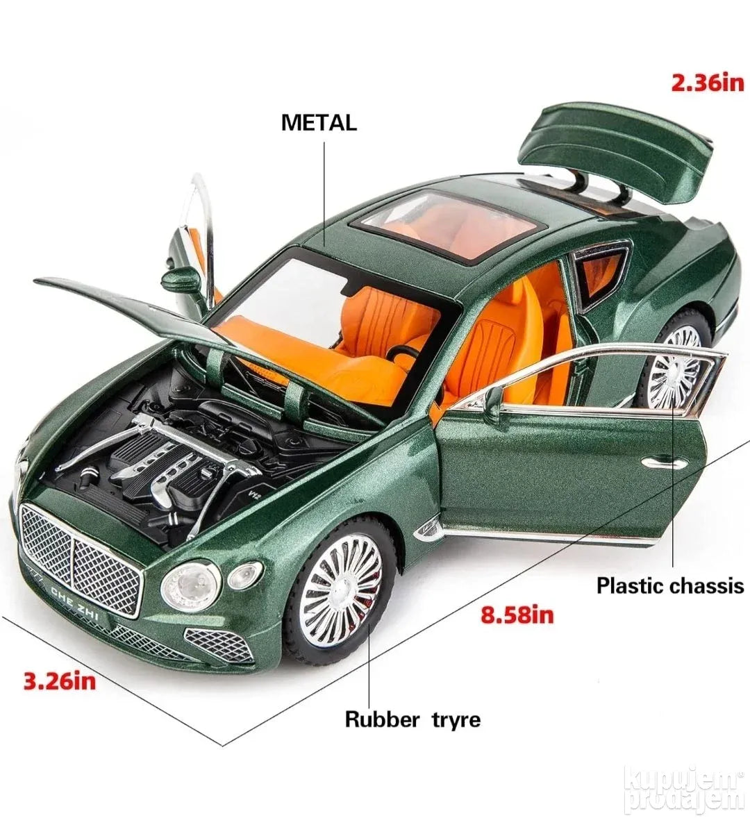 Bently continental 1/24 metalni muzički autić