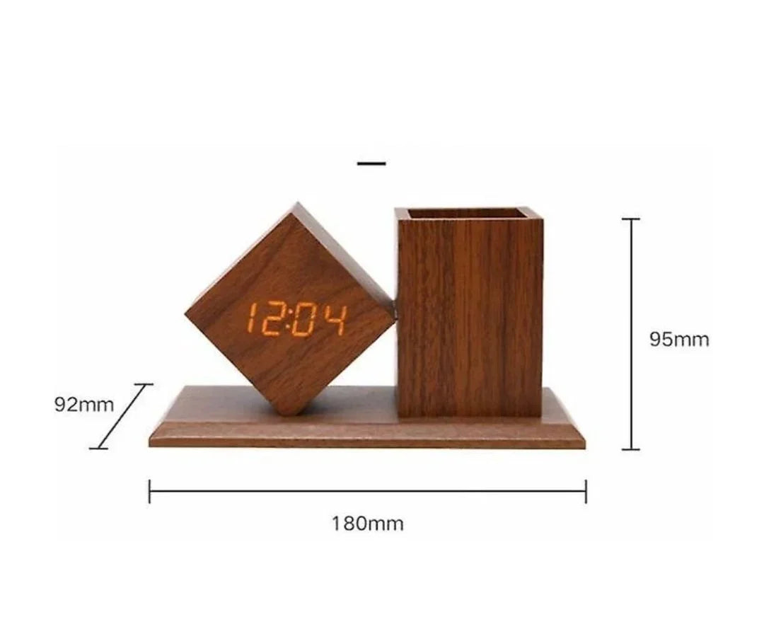 WOODEN clock/digitalni sat sa stalkom za olovke