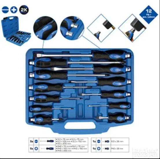 Set odvijača s udarnom kapom 12 kom
