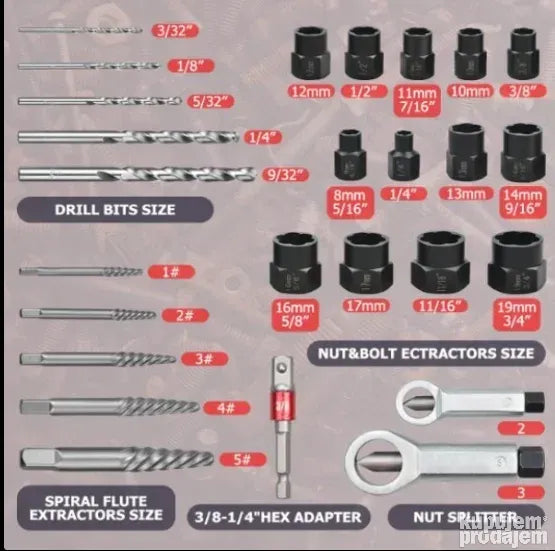 Profesionalni komplet za izvlačenje vijaka