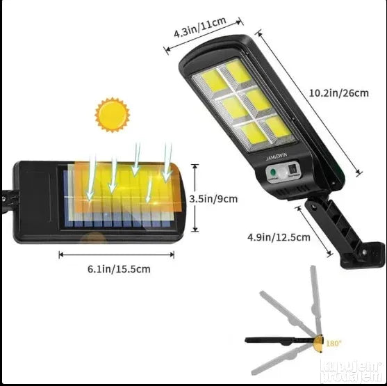 Solarni Zidni Reflektor Lampa W756-6 sa PIR Senzorom