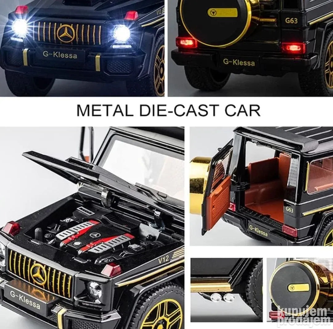 Mercedes benz G63 V12 1:24 crni metalni auto