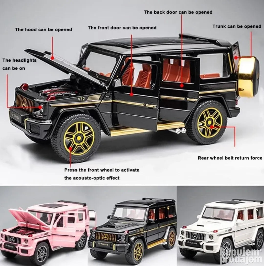 Mercedes benz G63 V12 1:24 crni metalni auto