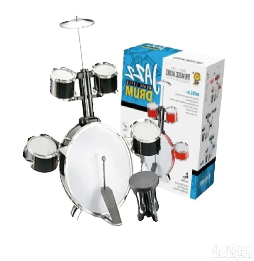 Jazz drum crni set bubnjeva sa stolicom