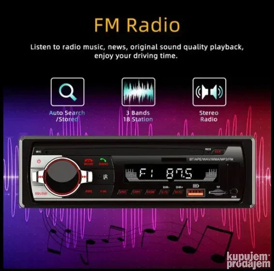 Bluetooth auto radio - MP3 plejer - LCD