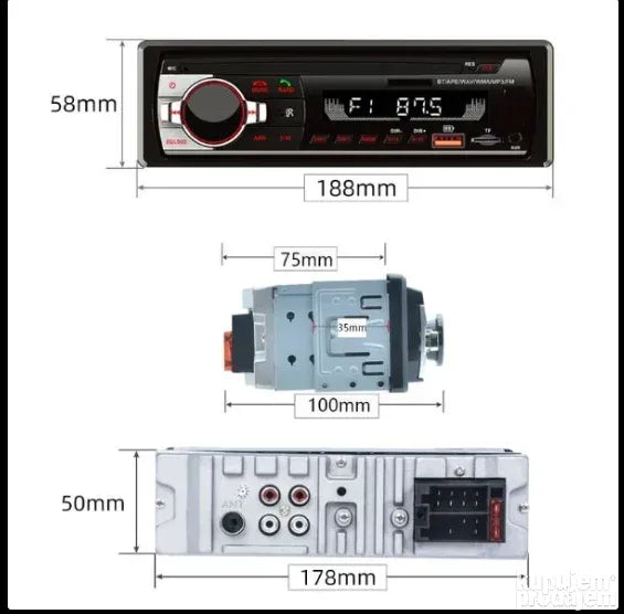 Bluetooth auto radio - MP3 plejer - LCD