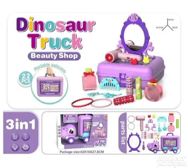 Dinosaur kamion, kofer i Beauty stolčić 3u1