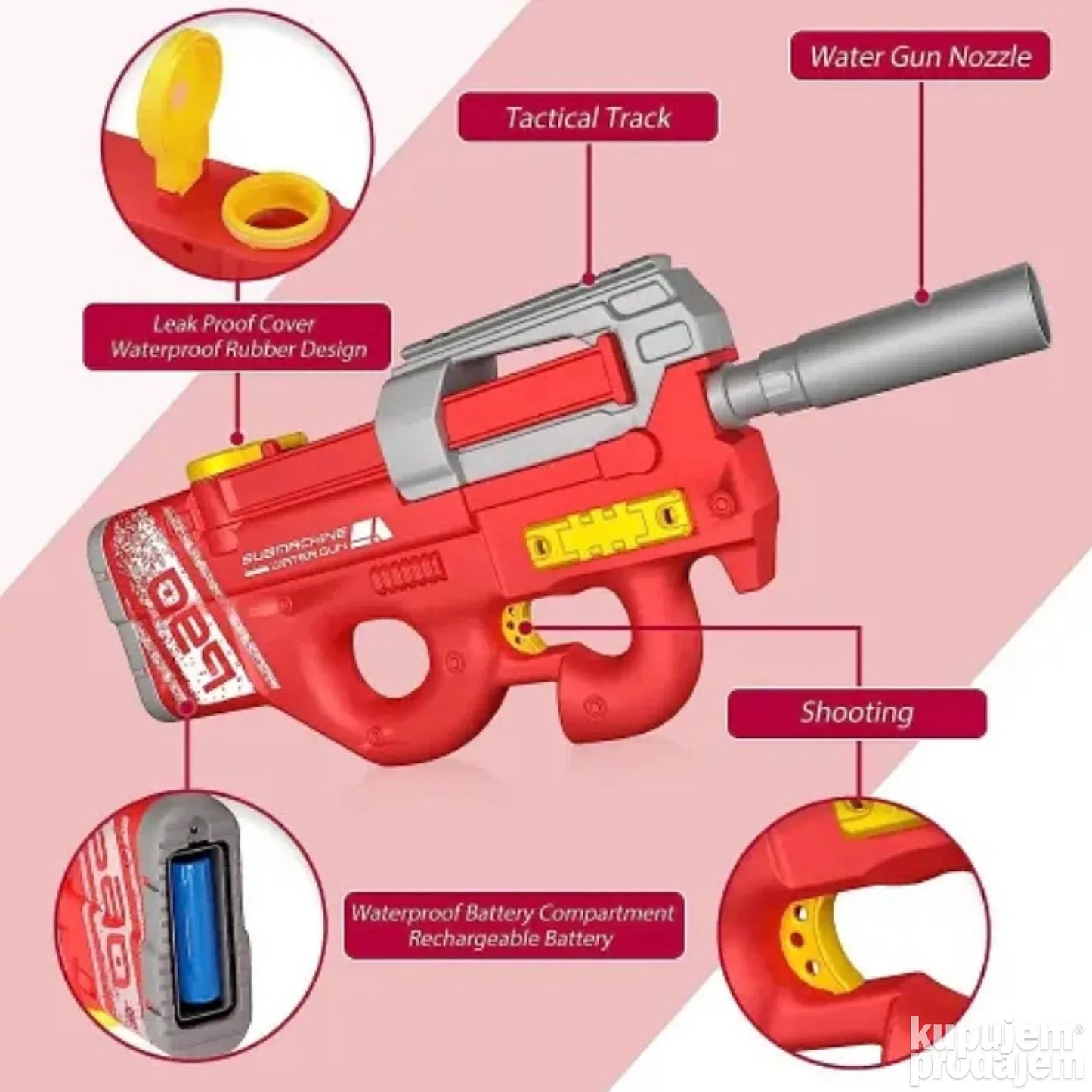 Električna automatska vodena puška CRVENA