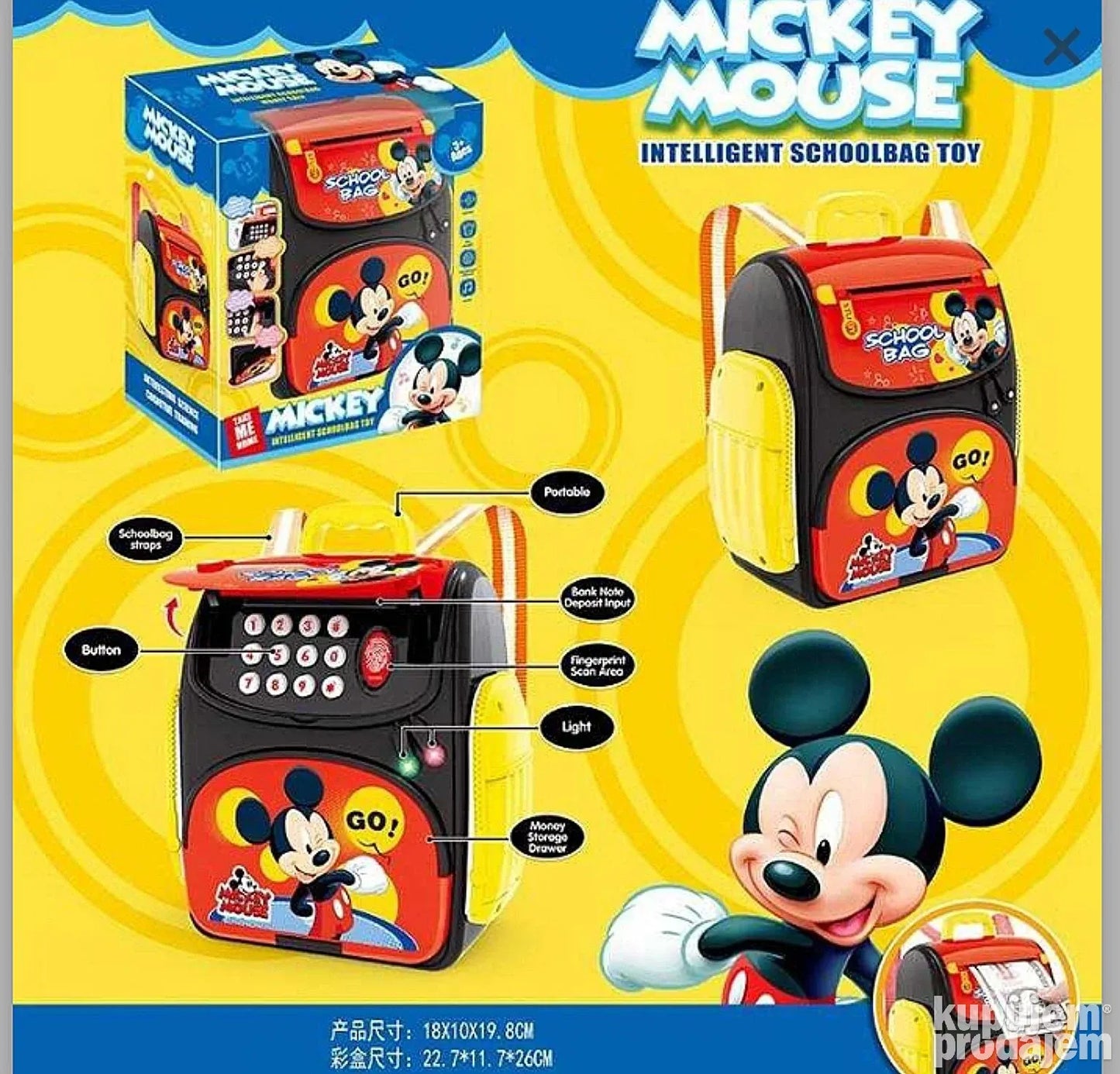 Mickey mouse ranac sef sa zvukovima