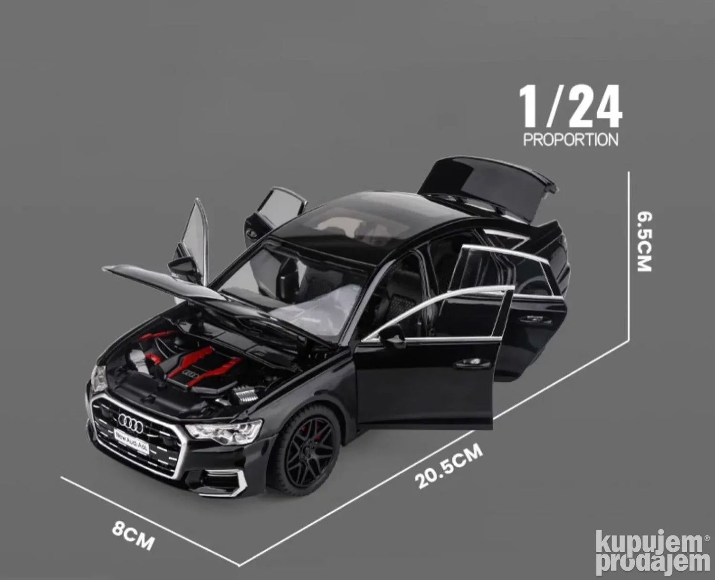 Audi A6L 1/24 Beli Metalni