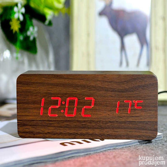 Wooden clock - Digitalni stoni sat (boja drveta)