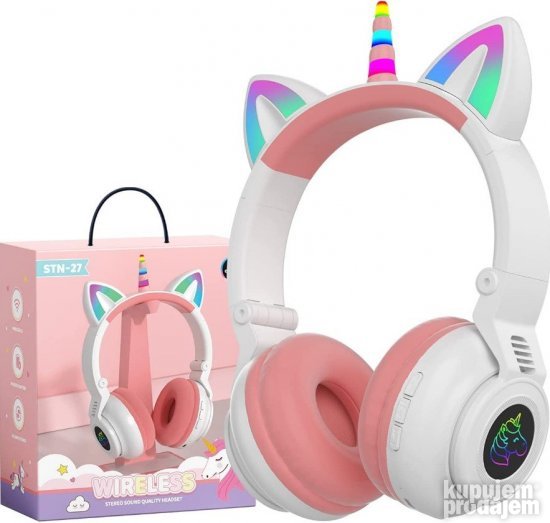 Jednorog Bluetooth slusalice maca Cat ear + unicorn