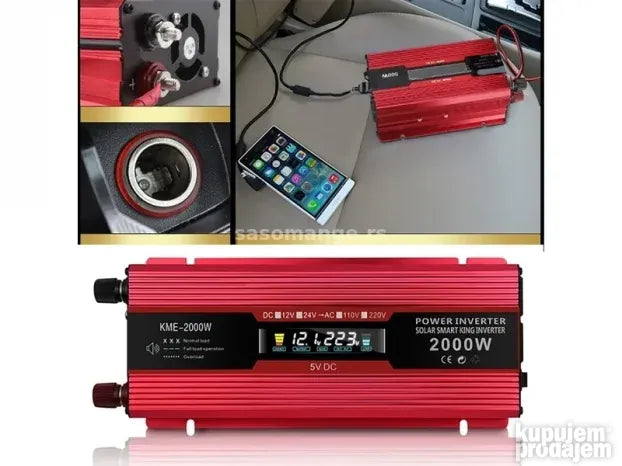 Inverter za automobil,pretvarac 2000w Novo