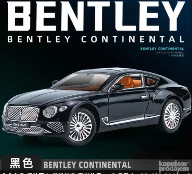 Bentley Continental GT 1:24 crni metalni auto