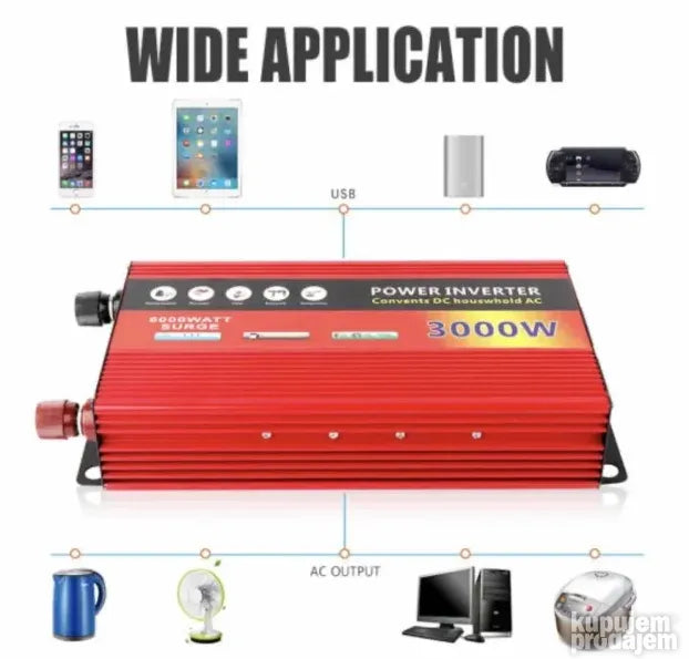 Pretvarac napona inverter 3000W 12V- 220V