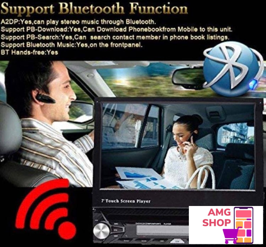 1Din Multimedija 7In Gps Mp5 Bluetooth Sd Hd Mcx -