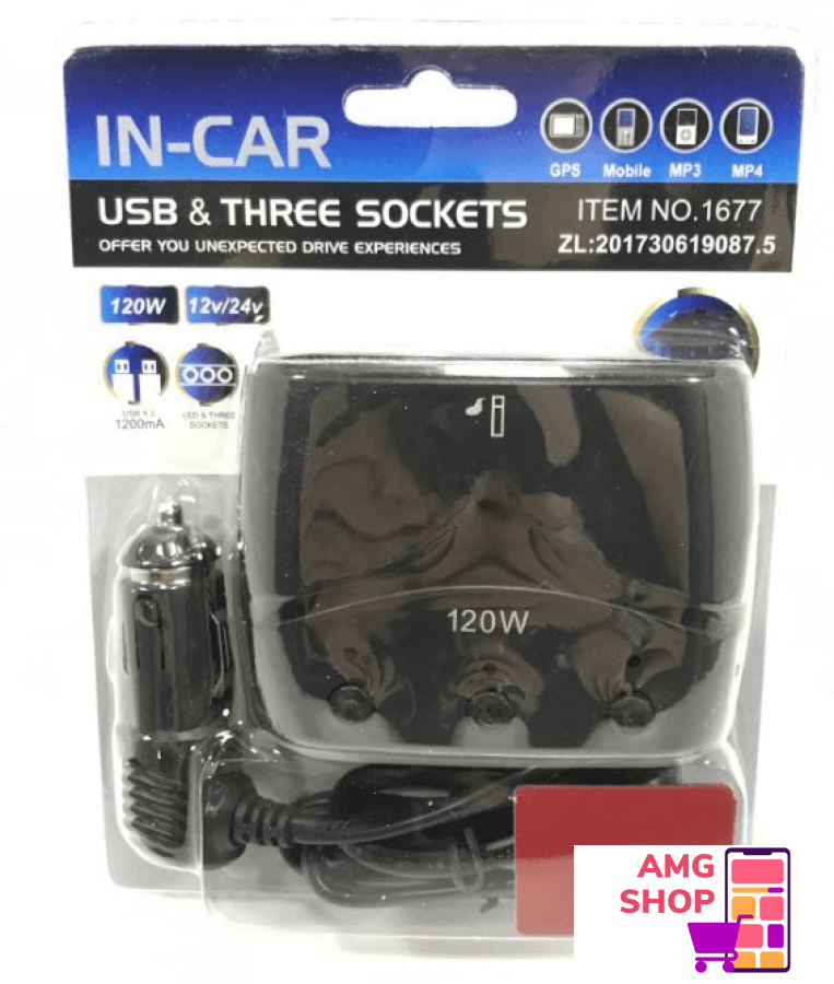 3 Utinice Za Auto+ 2 Usb Ulaza -