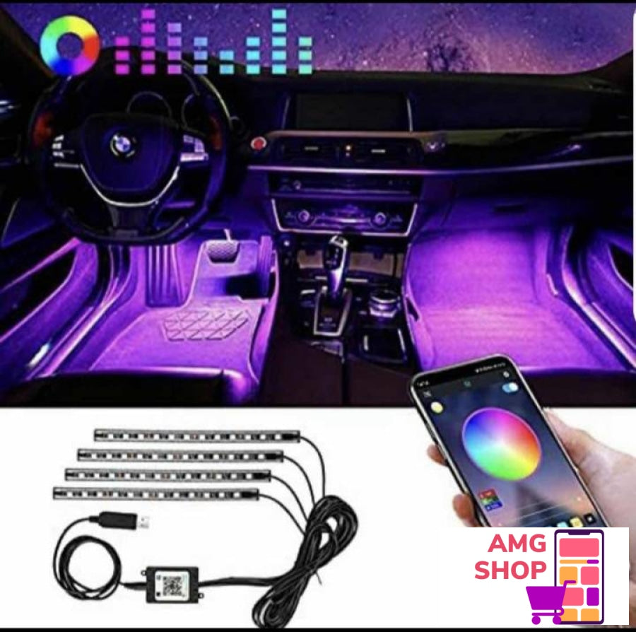 Ambijentalno Svetlo Osvetljenje Led Rgb + Aplikacika Auto -