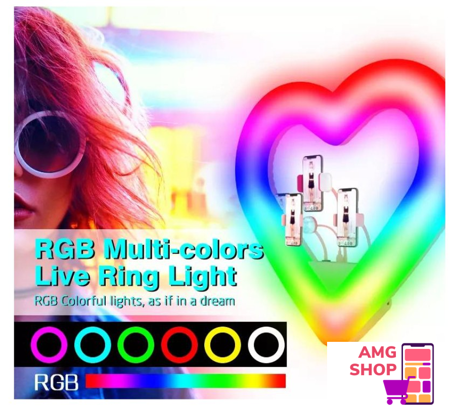 Full Rgb Led Ring Light U Obliku Srca Sa Stativom ! -