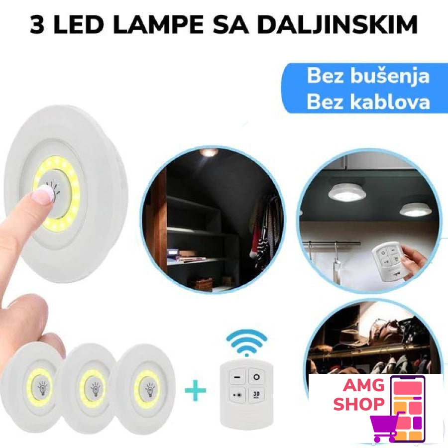 Lampe Sa Daljinskim Led Bezicne Lampe 3 Kom -