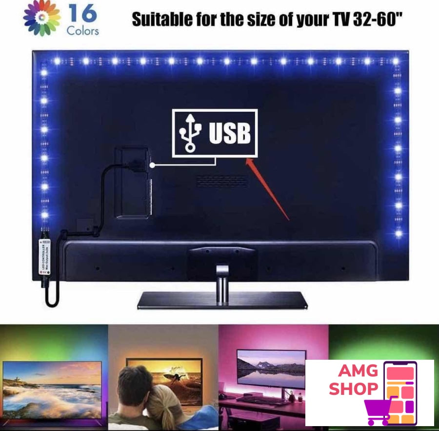 Led Traka Rgb 5M Usb Tv Dioda -