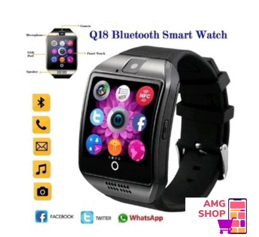 Pametni Sat Q18 Smart Watch Crni Telefon Sim Kamera -