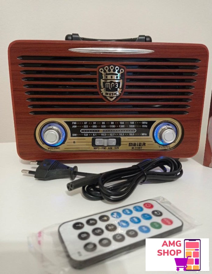 Retro Bluetooth Radio Sa Daljinskim Upravljacem -