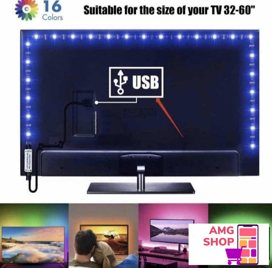 Rgb Led Traka 5M Usb Tv Dioda -